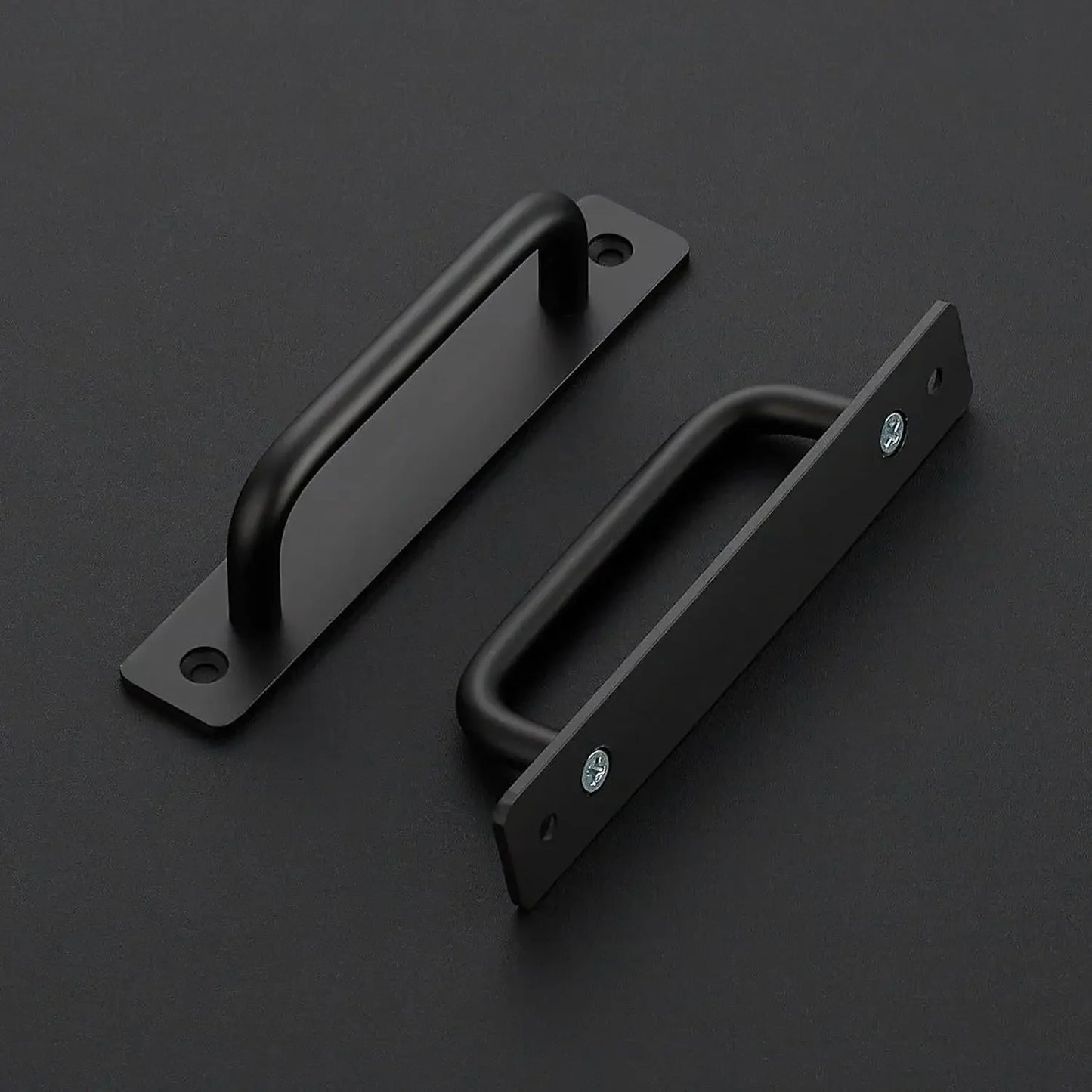 2pcs Barn Door Handles, Sliding Door Handle, Black Cabinet Handles, Door Pull Handle, Aluminum Alloy Door Pulls with Plate