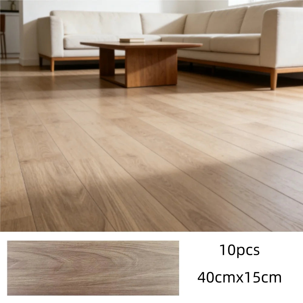 Wood grain PVC Floor Tiles (10 pcs) - Self-Adhesive