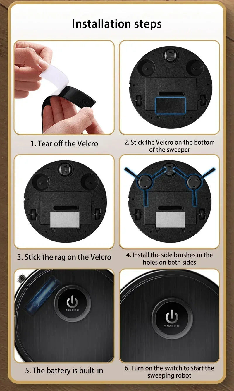 3-in-1 Intelligent Robot Vacuum Cleaner 6000Pa Strong Suction Sweep Mop Charge USB Laser Navigation Pet Hair Hard Floor 2026 New