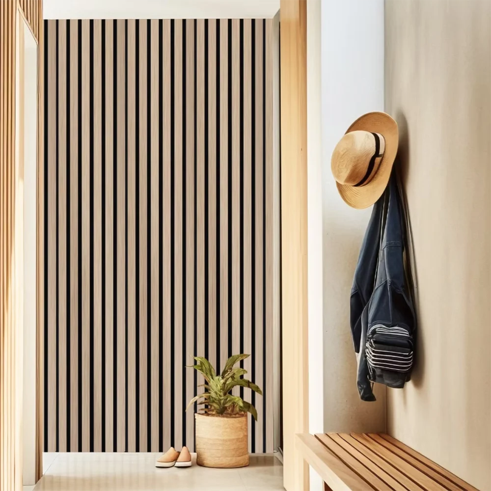 3D Wooden Grid Wall Panels - Peel and Stick