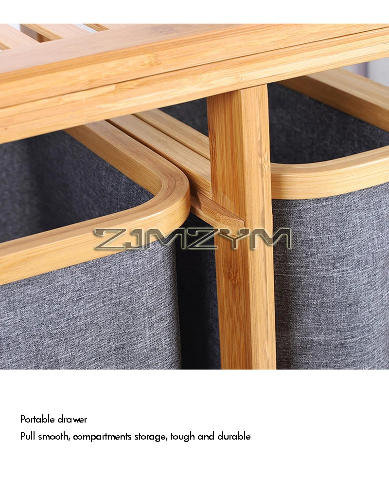 Bamboo Foldable Laundry Basket - MultiLayer 50cm x 32cm x 69,7 cm