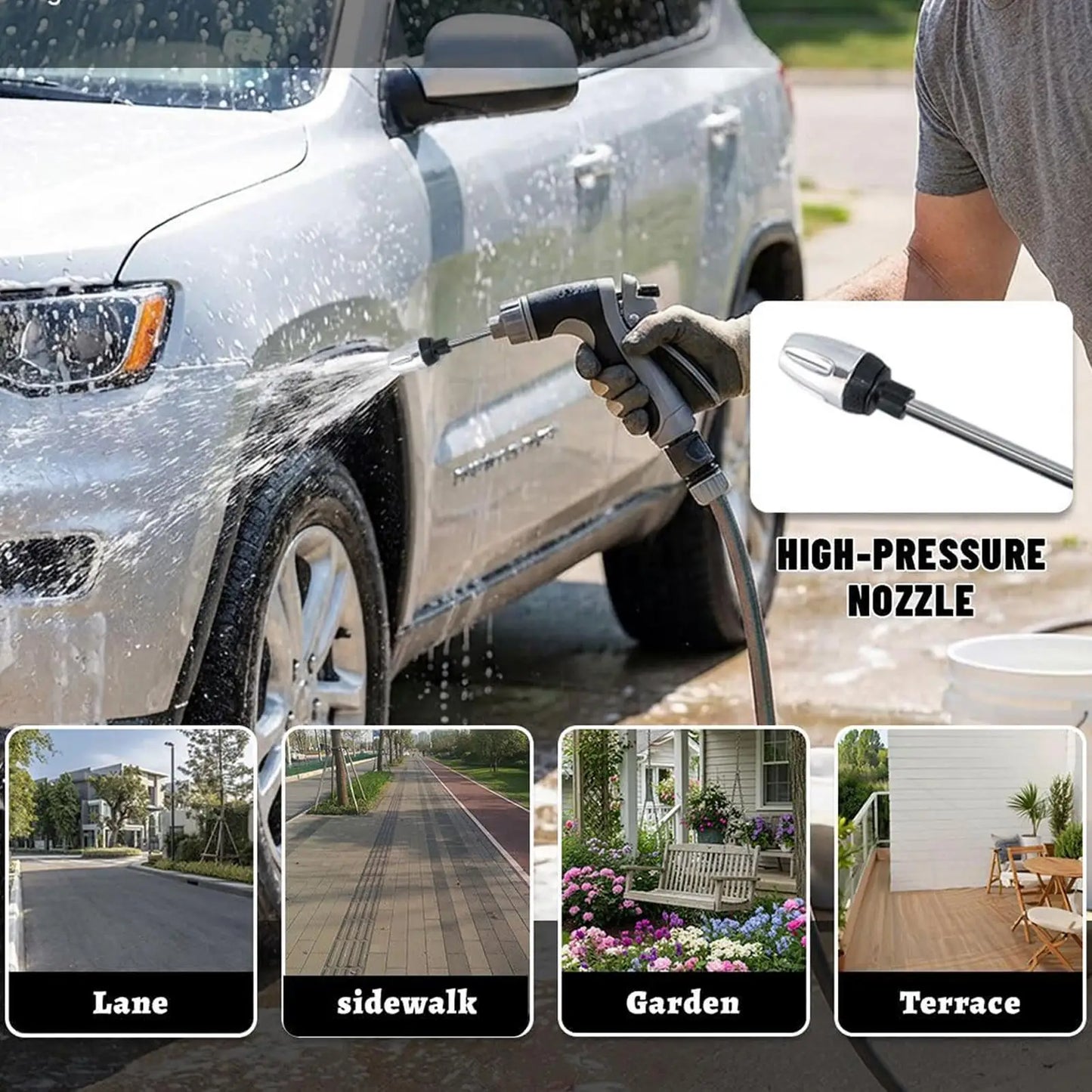 Washer High Pressure with 49ft Hose, Adjustable Spray