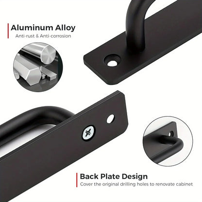 2pcs Barn Door Handles, Sliding Door Handle, Black Cabinet Handles, Door Pull Handle, Aluminum Alloy Door Pulls with Plate
