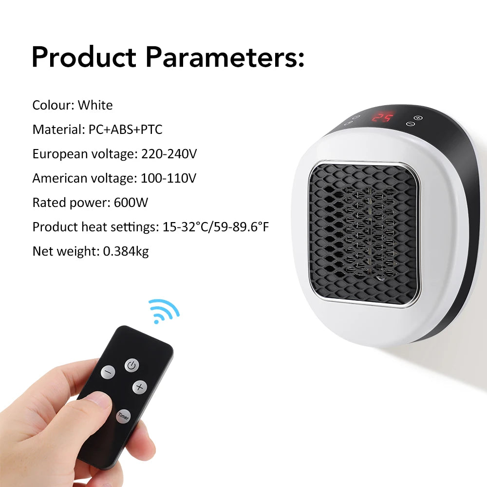 Portable Electric Heater with Timer Warmer Machine LED Display Fast Heating Room Heater Adjustable Thermostat for Home Office