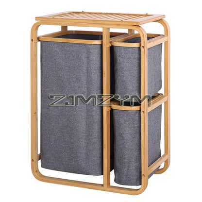 Bamboo Foldable Laundry Basket - MultiLayer 50cm x 32cm x 69,7 cm