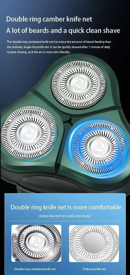 Electric Shaver-3 Head, USB Rechargeable Waterproof