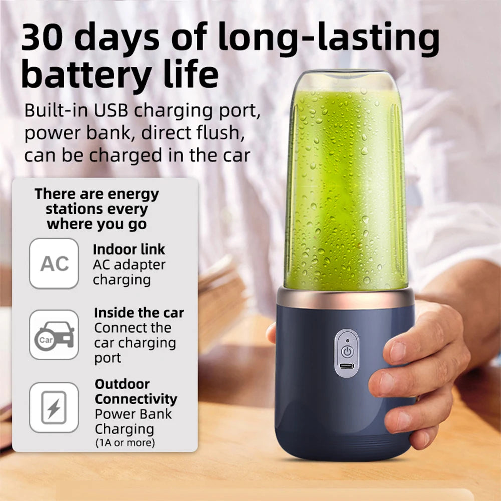 Multifunctional Electric Juicer 6 Blades Rechargeable Portable Fruit Juice Blender Lemon Orange Juicer Cup Machine For Kitchen