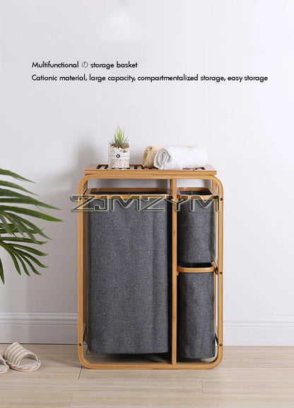 Bamboo Foldable Laundry Basket - MultiLayer 50cm x 32cm x 69,7 cm
