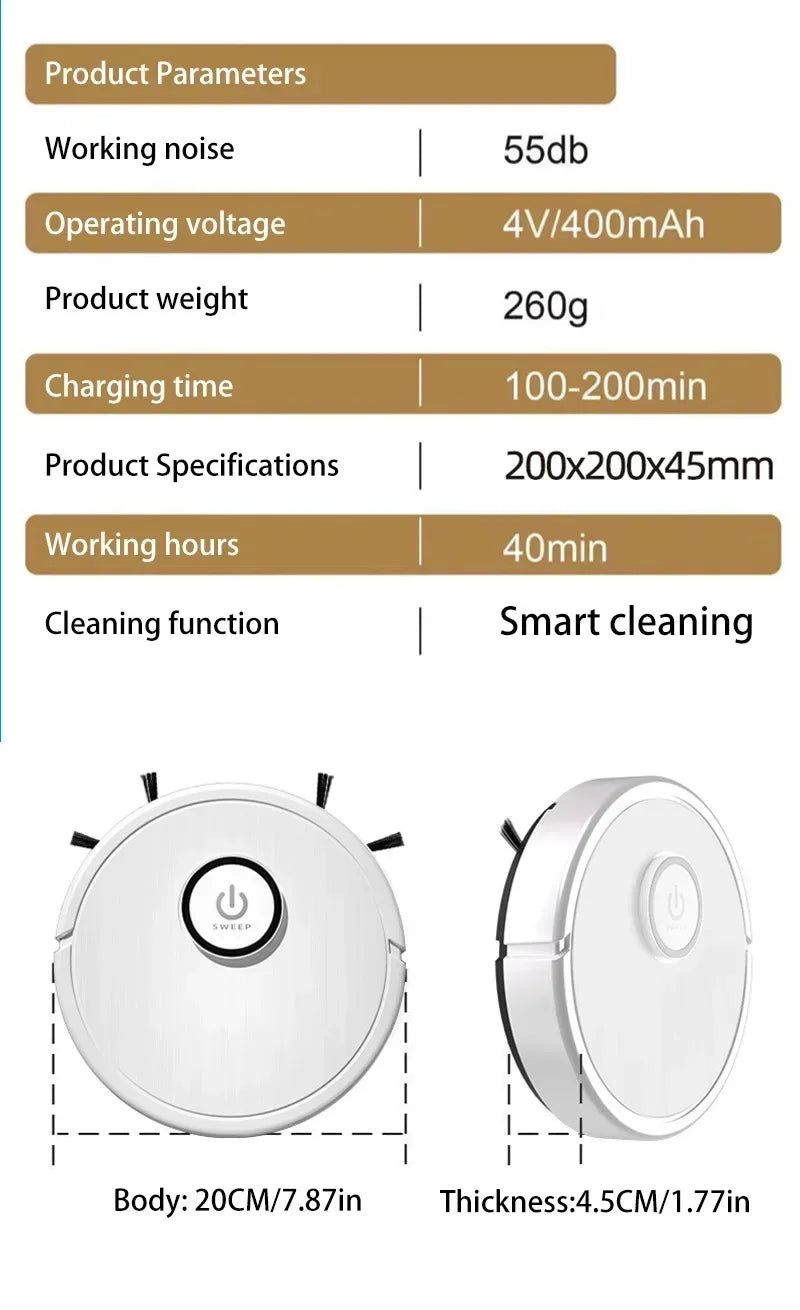 3-in-1 Intelligent Robot Vacuum Cleaner 6000Pa Strong Suction Sweep Mop Charge USB Laser Navigation Pet Hair Hard Floor 2026 New
