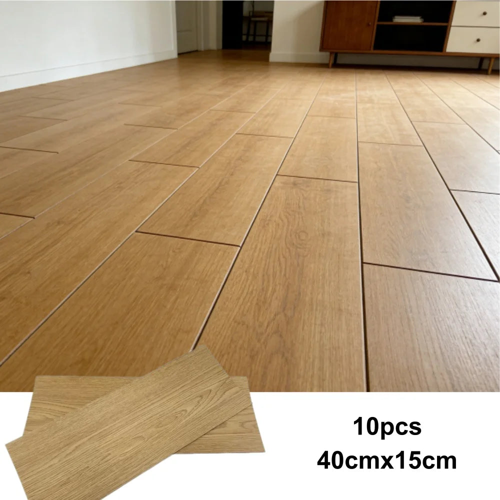 Wood grain PVC Floor Tiles (10 pcs) - Self-Adhesive