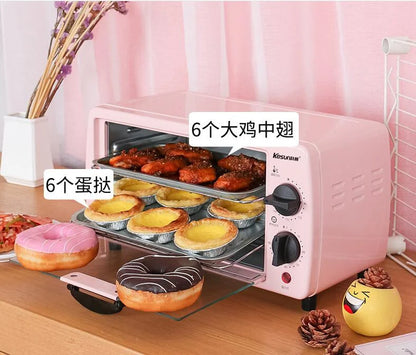 Healthmaker household  mini Electric Oven Baking multi-function home small oven  9L 220-230-240v pink diy food fryer meat bread