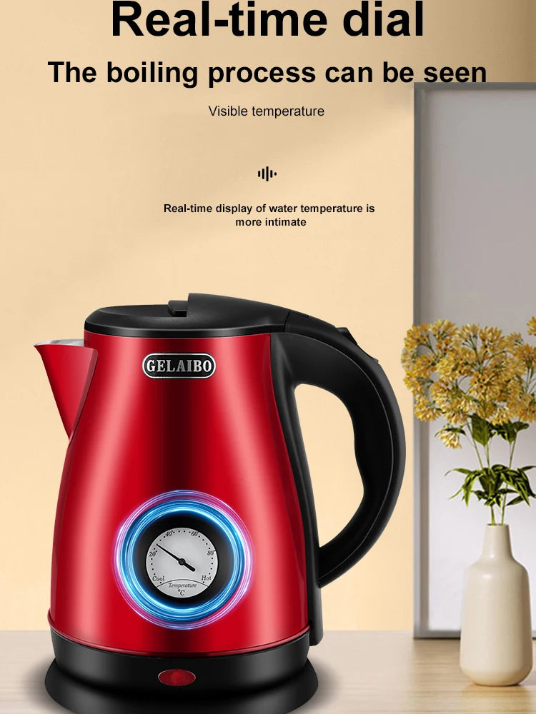 GELAIBO electric kettle mechanical temperature European-style fashion style design, large capacity 1.8 liters stainless steel li