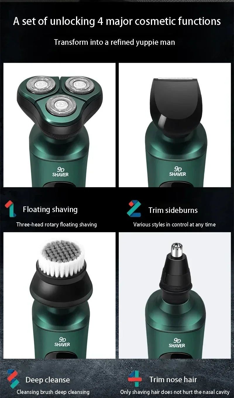 Electric Shaver-3 Head, USB Rechargeable Waterproof