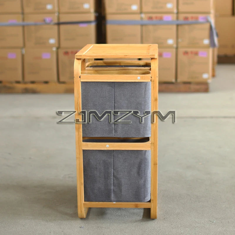 Bamboo Foldable Laundry Basket - MultiLayer 50cm x 32cm x 69,7 cm