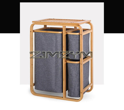 Bamboo Foldable Laundry Basket - MultiLayer 50cm x 32cm x 69,7 cm
