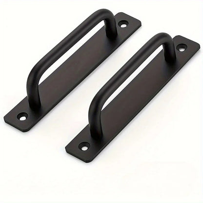 2pcs Barn Door Handles, Sliding Door Handle, Black Cabinet Handles, Door Pull Handle, Aluminum Alloy Door Pulls with Plate