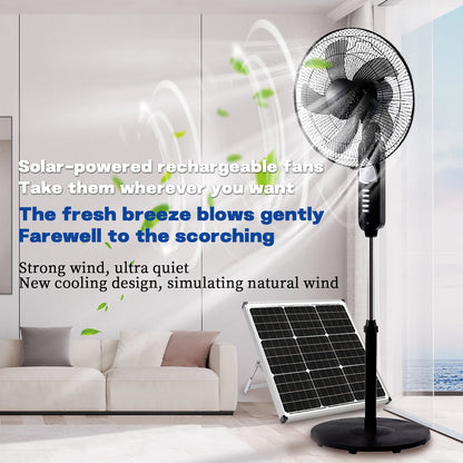 Solar Standing Fan 16 Inches Rechargeable Floor Fans Battery powered 15600mAh Electric Fan for home