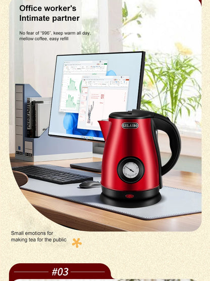 GELAIBO electric kettle mechanical temperature European-style fashion style design, large capacity 1.8 liters stainless steel li