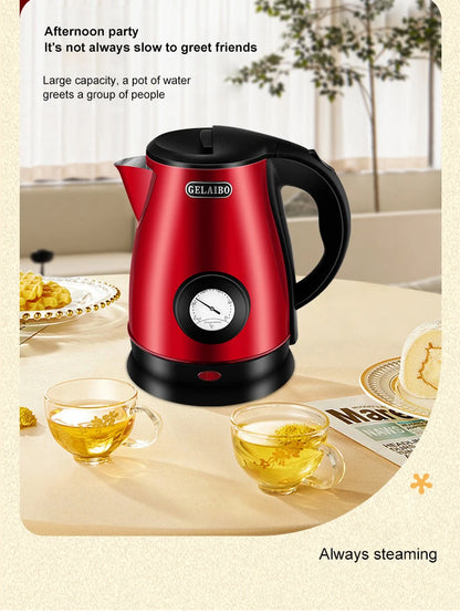 GELAIBO electric kettle mechanical temperature European-style fashion style design, large capacity 1.8 liters stainless steel li