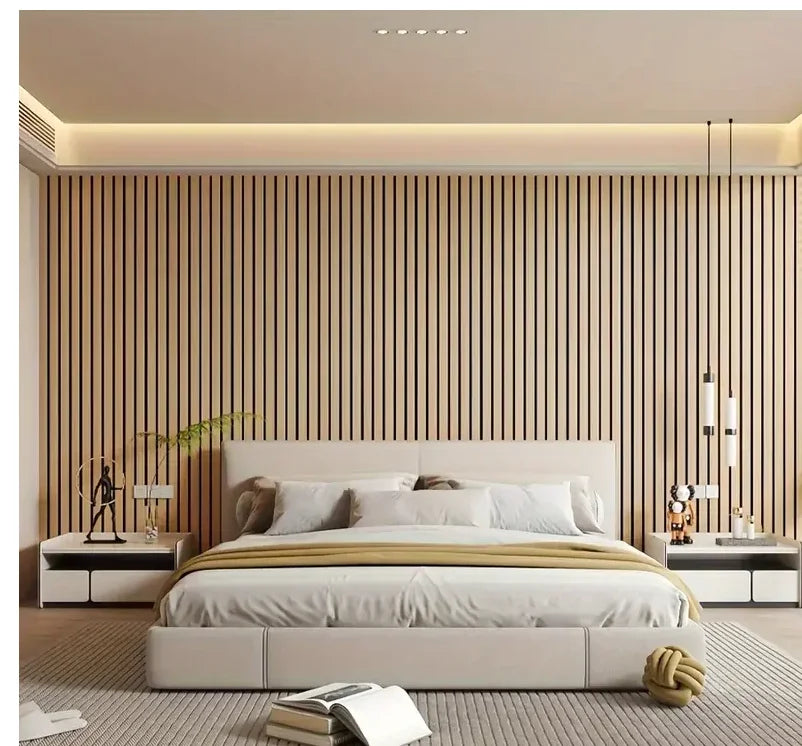 3D Wooden Grid Wall Panels - Peel and Stick