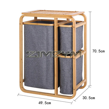 Bamboo Foldable Laundry Basket - MultiLayer 50cm x 32cm x 69,7 cm