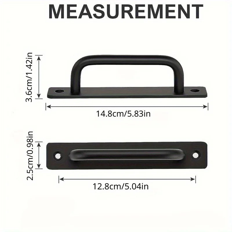 2pcs Barn Door Handles, Sliding Door Handle, Black Cabinet Handles, Door Pull Handle, Aluminum Alloy Door Pulls with Plate
