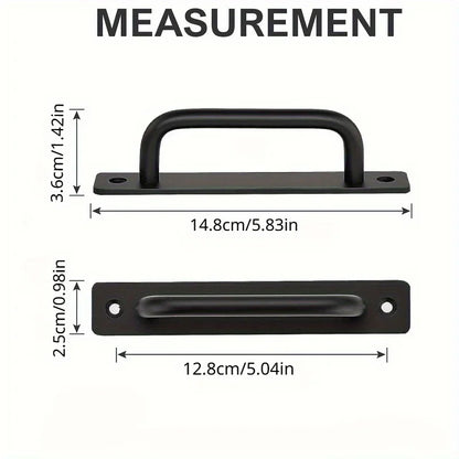 2pcs Barn Door Handles, Sliding Door Handle, Black Cabinet Handles, Door Pull Handle, Aluminum Alloy Door Pulls with Plate
