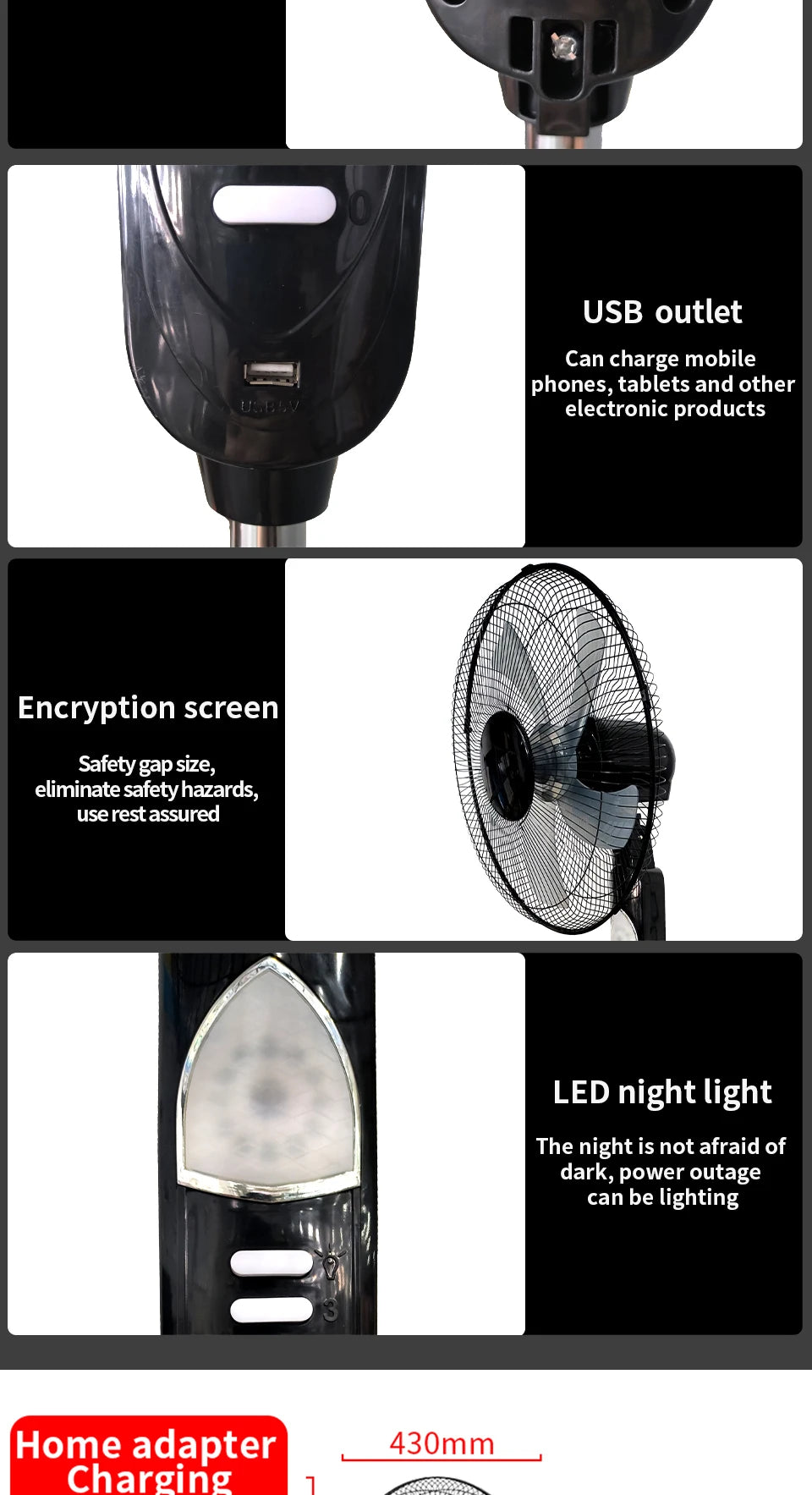 Solar Standing Fan 16 Inches Rechargeable Floor Fans Battery powered 15600mAh Electric Fan for home