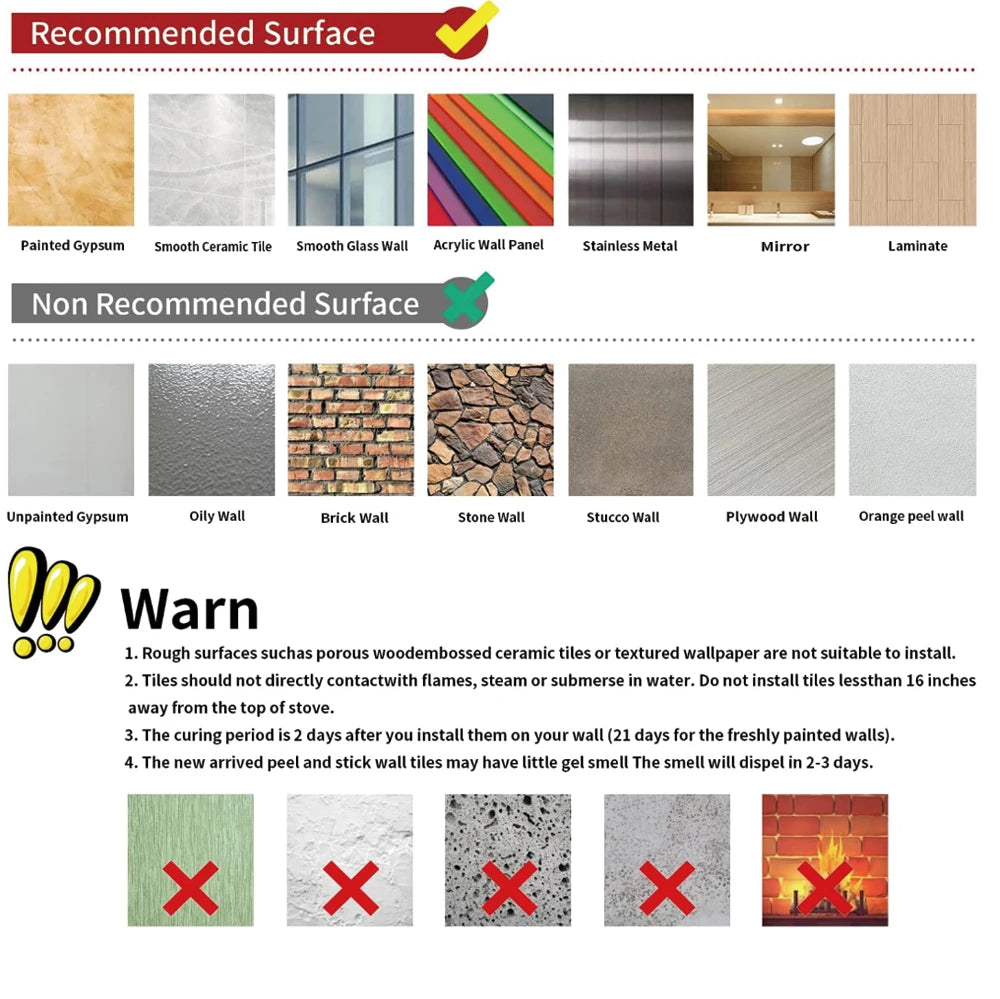 Peel and Stick Floor Tiles (6 pcs)- Waterproof Vinyl
