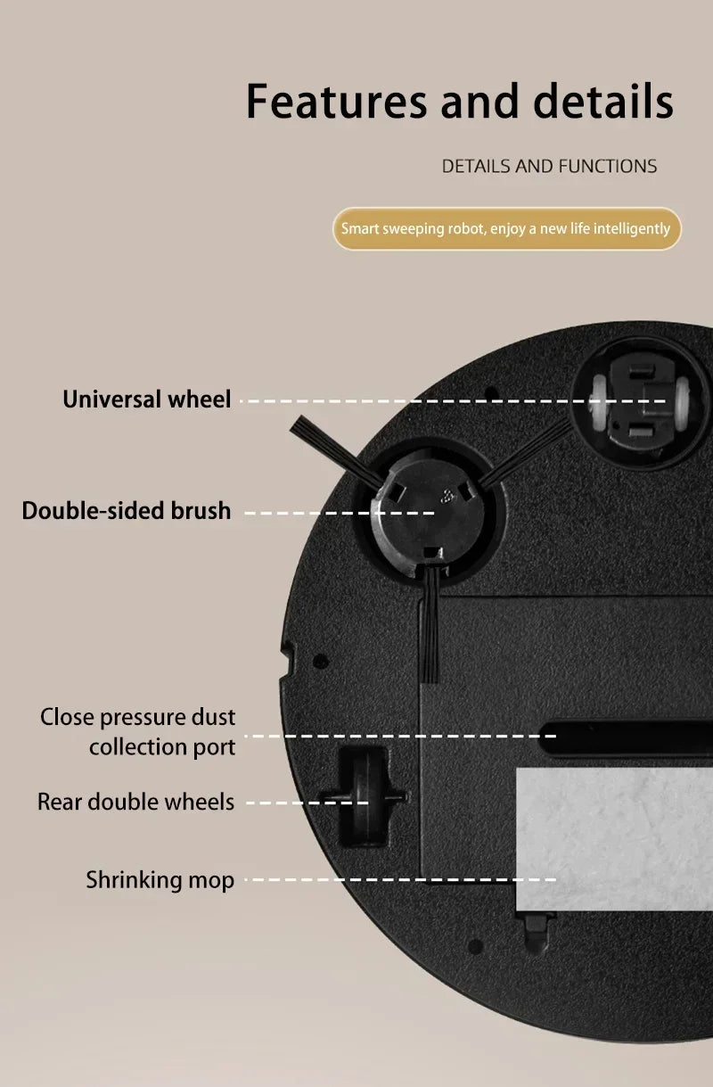 3-in-1 Intelligent Robot Vacuum Cleaner 6000Pa Strong Suction Sweep Mop Charge USB Laser Navigation Pet Hair Hard Floor 2026 New