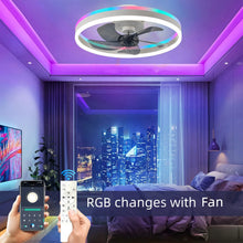 Ceiling Fan with Light Modern RGB Smart Atmosphere Ceiling Lamp with Electric Fan Bedroom Living Room Party Festival Lamp Fan