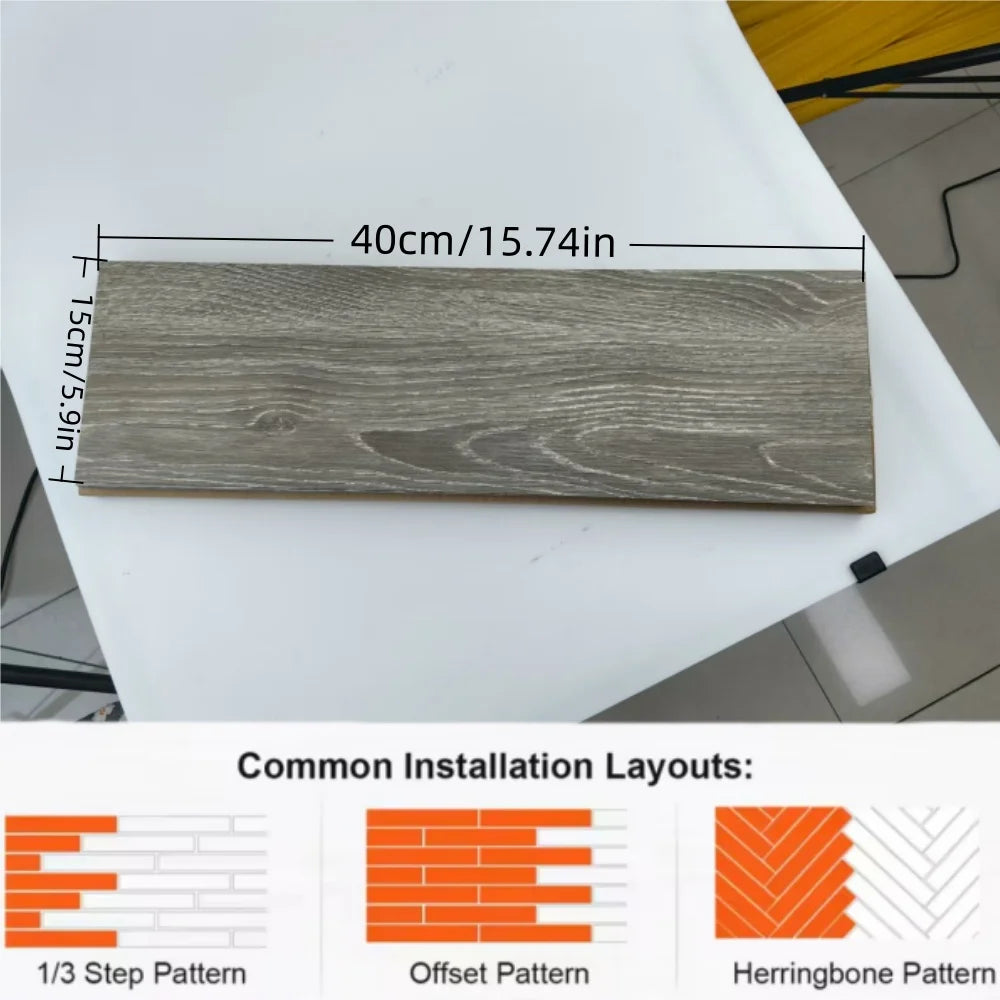 Wood grain PVC Floor Tiles (10 pcs) - Self-Adhesive