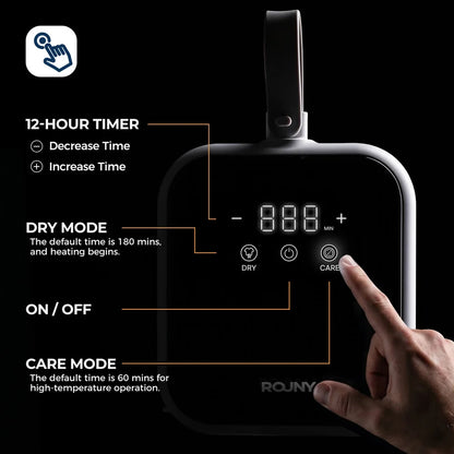 ROUNY Portable Clothes Dryer, 400W Mini Dryer with Dry and Care Modes, 720min Timer, LED Touch Control for Travel and Dorm
