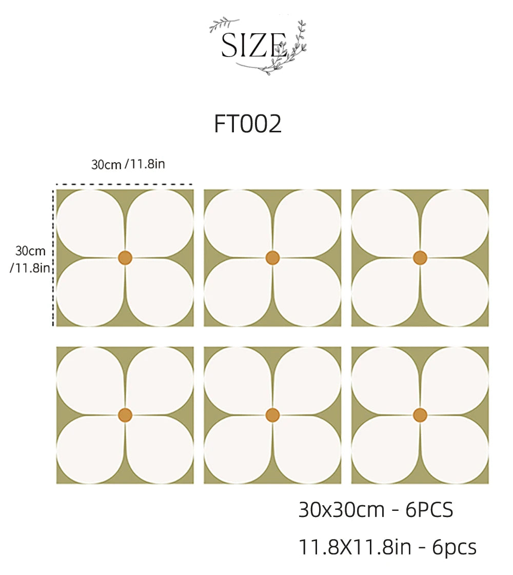 Peel and Stick Floor Tiles (6 pcs)- Waterproof Vinyl