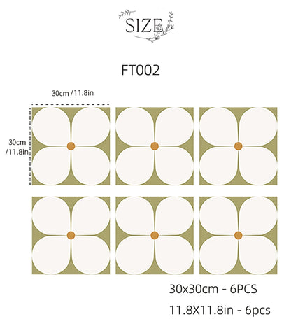 Peel and Stick Floor Tiles (6 pcs)- Waterproof Vinyl