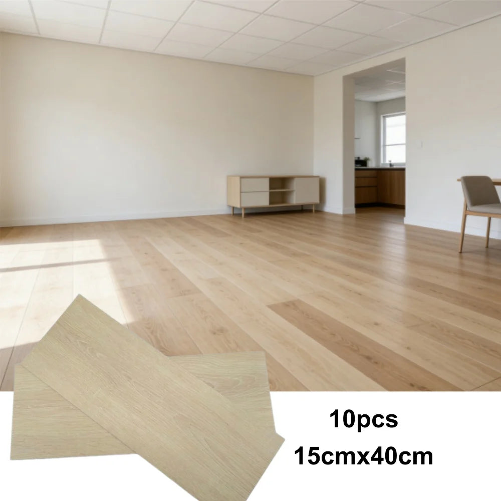 Wood grain PVC Floor Tiles (10 pcs) - Self-Adhesive