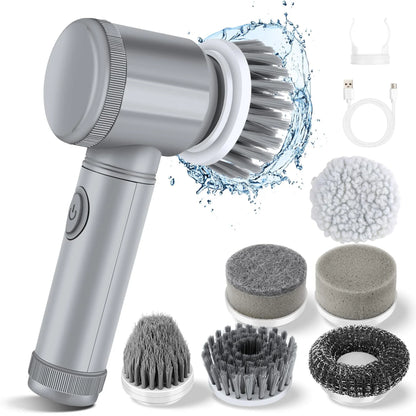 Electric Spin Scrubber Cordless – Electric Cleaner for Kitchen Bathroom Tile Grout Sink Shower, Shoe Cleaning Brush with 6 Repla