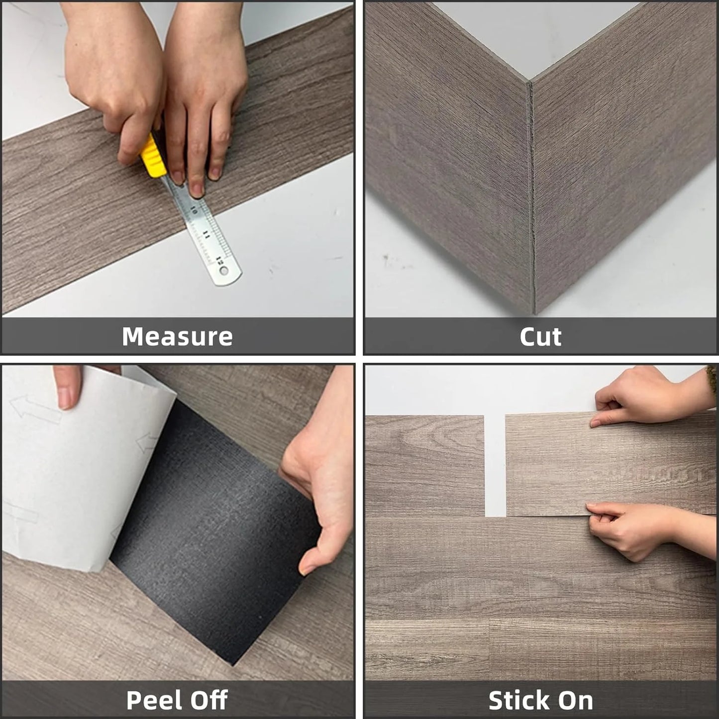 Wood grain PVC Floor Tiles (10 pcs) - Self-Adhesive