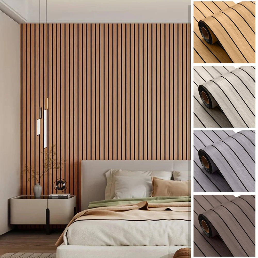 3D Wooden Grid Wall Panels - Peel and Stick