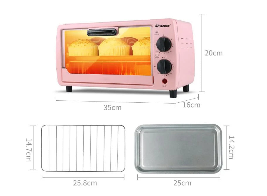 Healthmaker household  mini Electric Oven Baking multi-function home small oven  9L 220-230-240v pink diy food fryer meat bread