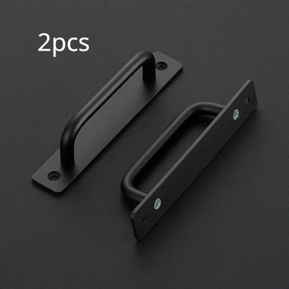 2pcs Barn Door Handles, Sliding Door Handle, Black Cabinet Handles, Door Pull Handle, Aluminum Alloy Door Pulls with Plate