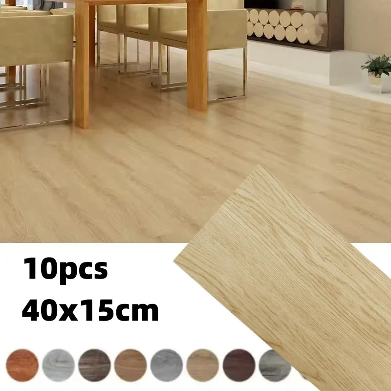Wood grain PVC Floor Tiles (10 pcs) - Self-Adhesive