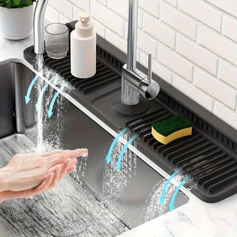 Kitchen Sink Splash Guard, Snap-On Faucet Mat