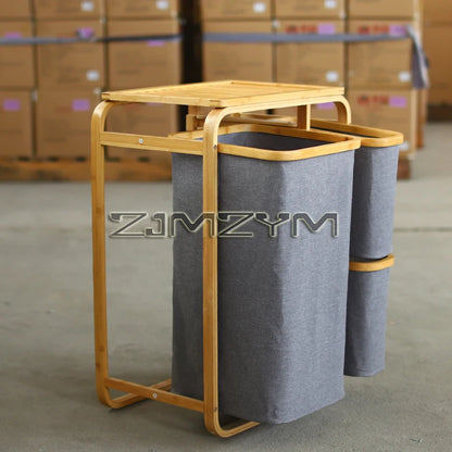 Bamboo Foldable Laundry Basket - MultiLayer 50cm x 32cm x 69,7 cm