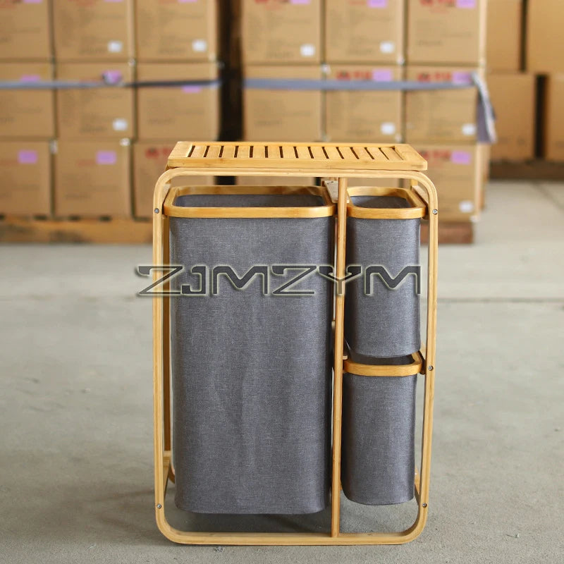 Bamboo Foldable Laundry Basket - MultiLayer 50cm x 32cm x 69,7 cm