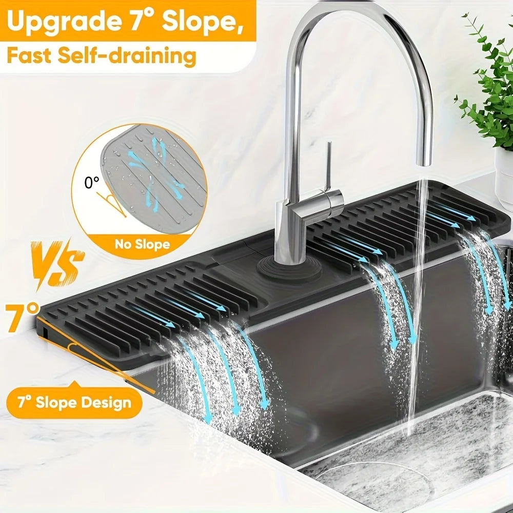 Kitchen Sink Splash Guard, Snap-On Faucet Mat