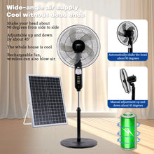 Solar Standing Fan 16 Inches Rechargeable Floor Fans Battery powered 15600mAh Electric Fan for home