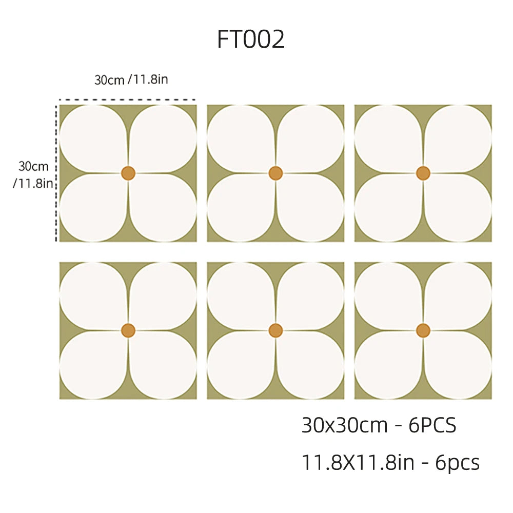 Peel and Stick Floor Tiles (6 pcs)- Waterproof Vinyl