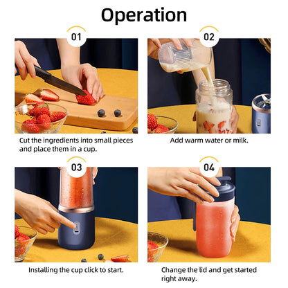 Multifunctional Electric Juicer 6 Blades Rechargeable Portable Fruit Juice Blender Lemon Orange Juicer Cup Machine For Kitchen