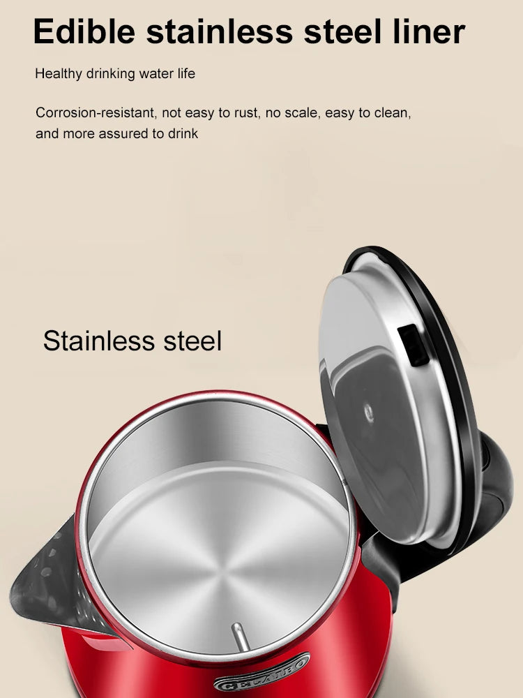 GELAIBO electric kettle mechanical temperature European-style fashion style design, large capacity 1.8 liters stainless steel li